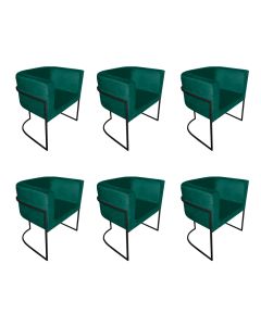 Kit 6 Cadeiras de Jantar Premium Base de Ferro Preta Veludo Verde