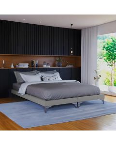 Cama Oriental Premium Casal Veludo Cinza