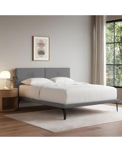 Cama Japonesa Toquio Casal com Cabeceira Almofada Linho Cinza