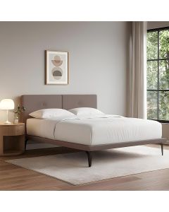 Base Box Cama Japonesa Toquio Casal com Cabeceira Almofada Linho Marrom